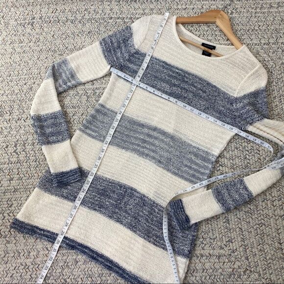 Calvin Klein blue and cream stripe open chiffon back sweater size Small - Picture 4 of 6
